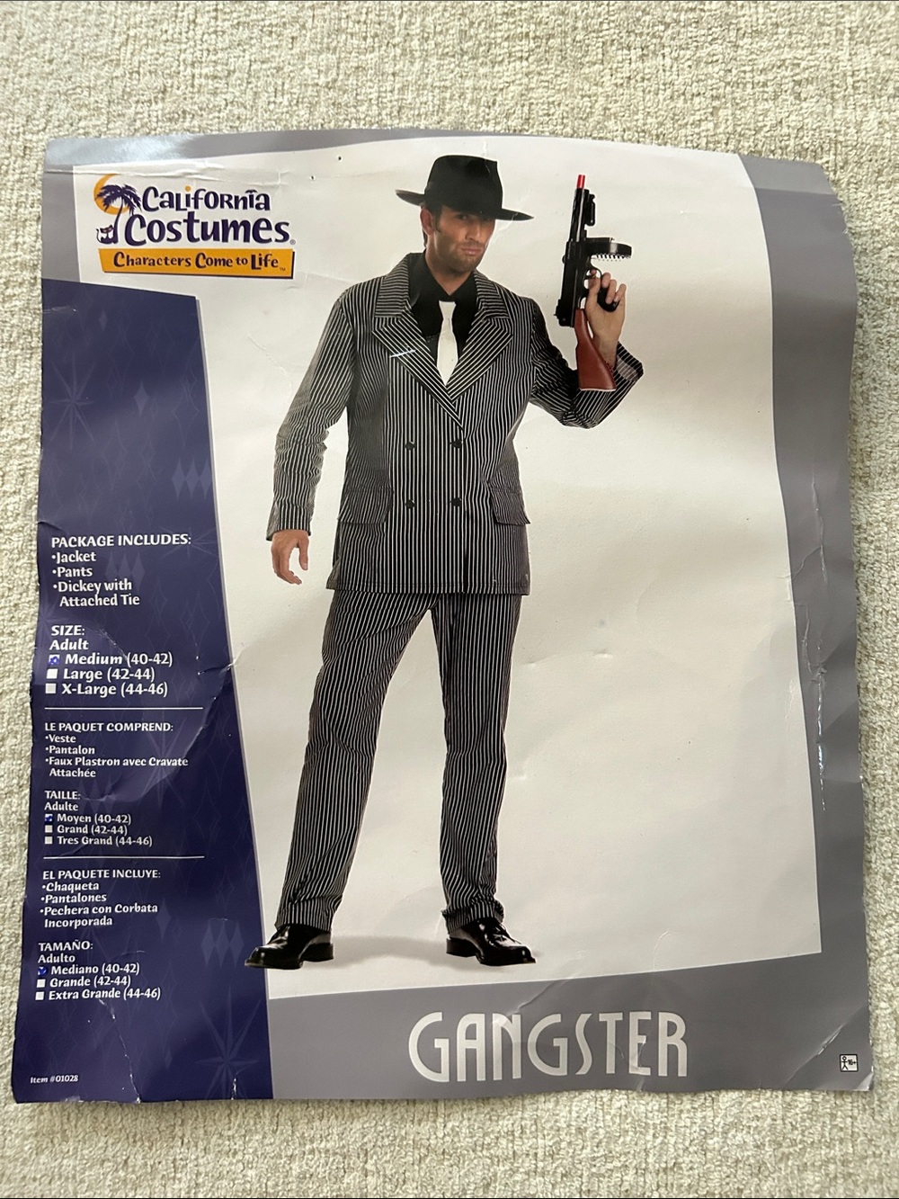California Costumes Black & White Pinstripe Gangster Suit